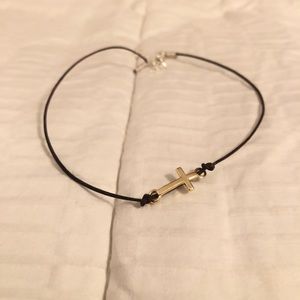Cross charm choker necklace